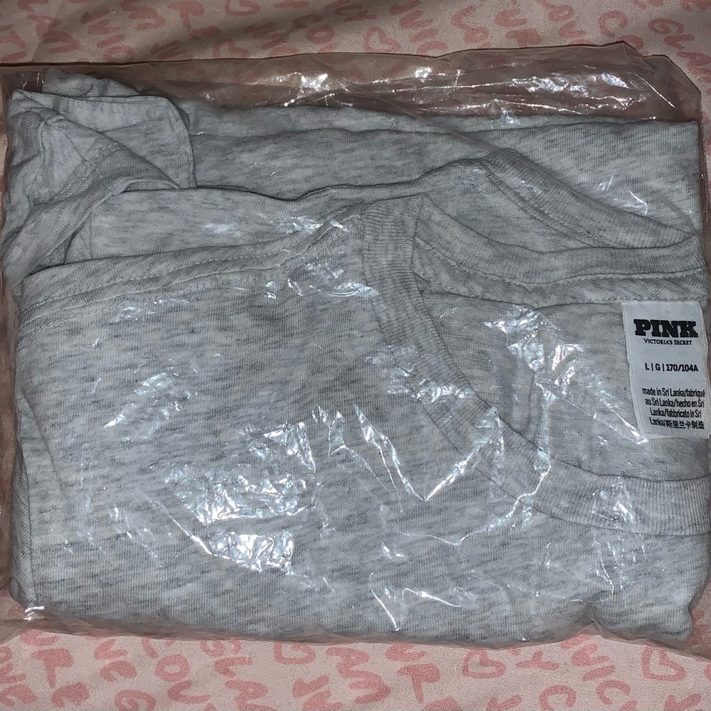 PINK Gray Crop Top Cotton Tee